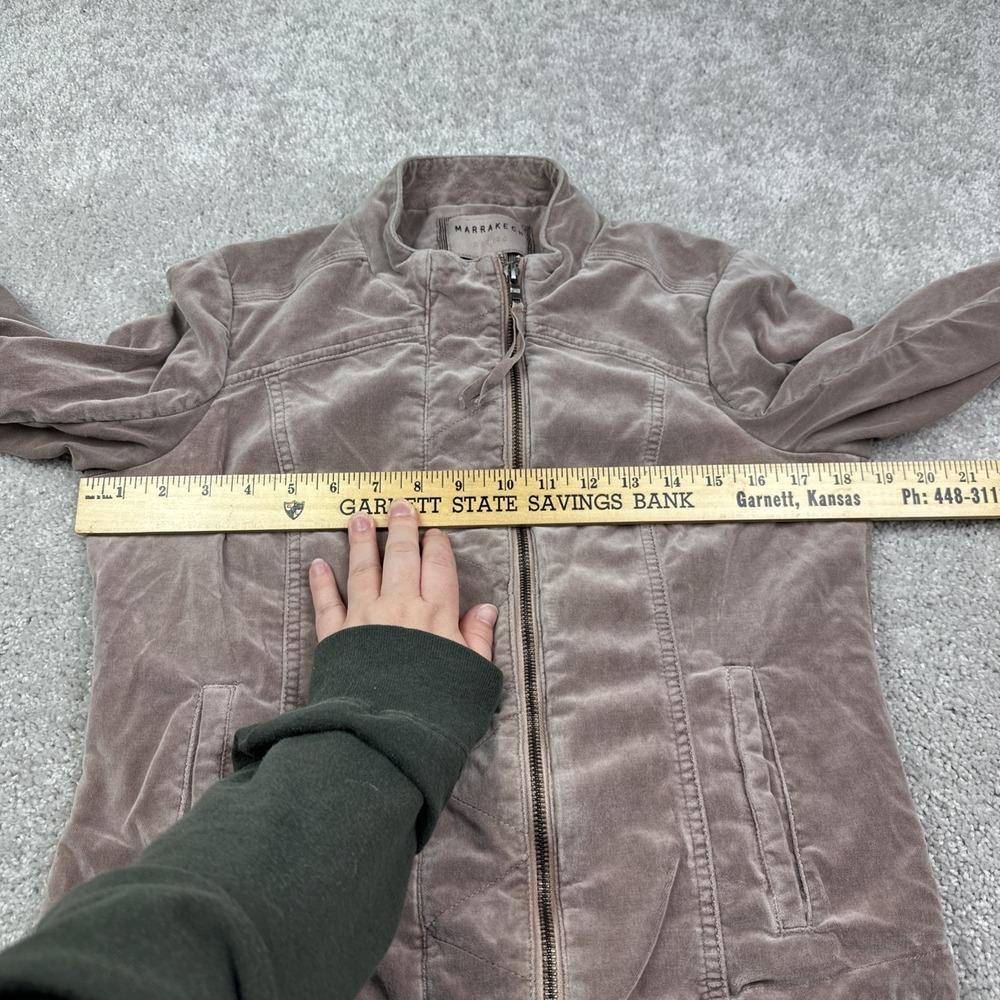 Marrakech Moto Velvet‎ Jacket Pink/Gray Collared Zip Pockets Size Medium - Picture 7 of 8